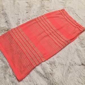 MAEVE Peach Striped Ribbed Pencil Stretch Skirt